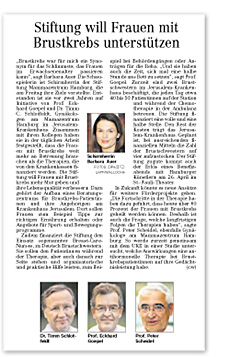Download: Stiftung will Frauen mit Brustkrebs unterstützen, Hamburger Abendblatt, 24.04.2010