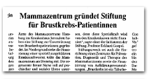Download: Mammazentrum gründet Stiftung für Brustkrebs-Patientinnen, Die Welt 04.06.2008